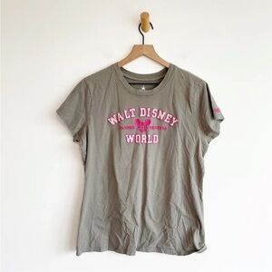 Disney Parks Women's Embroidered Walt Disney World T-Shirt Pink Green XL